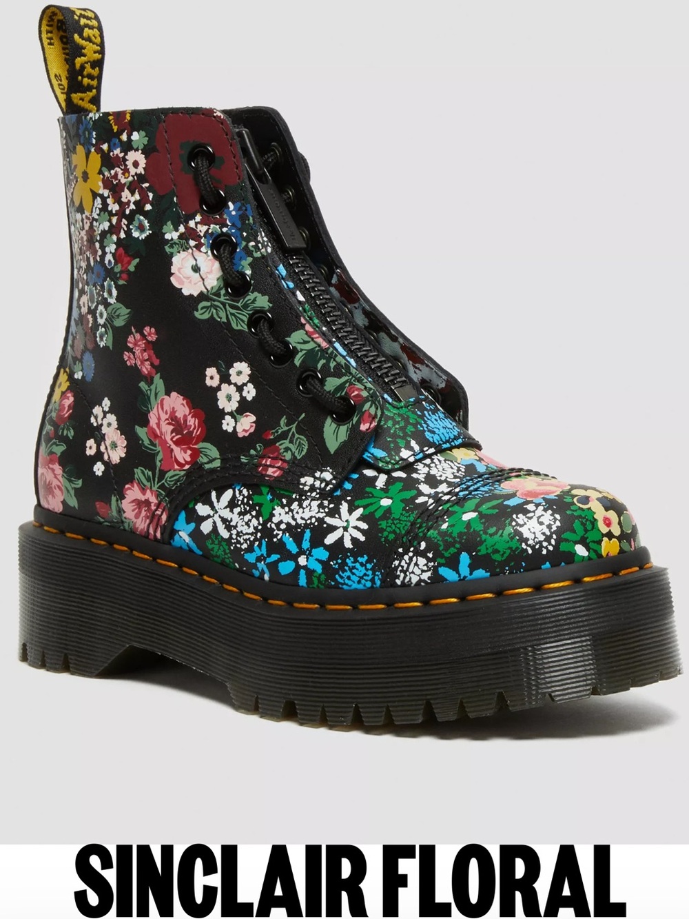 {Dr. Martens} Sinclair Floral Platform Lace-Up Boots